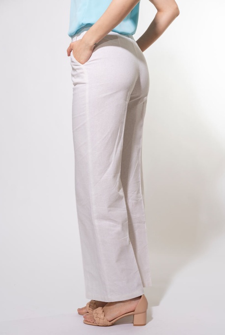 Pantaloni albi Aylin din in - Img 2