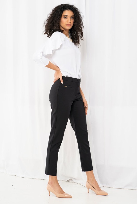 Pantaloni conici din tercot elastic cu densitate mare BECKY, Hermosa, negru - Img 4