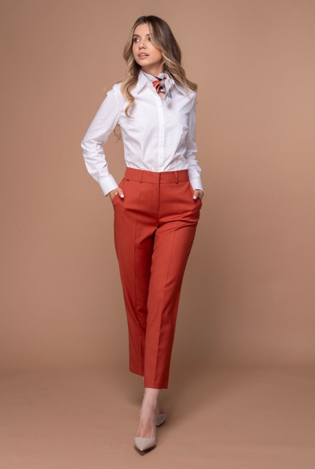 Pantaloni cu croi conic JESSIE, Hermosa, caramiziu - Img 2
