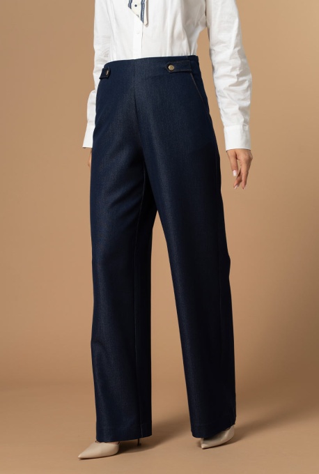 Pantaloni din denim LIDYA, Hermosa, bleumarin - Img 5