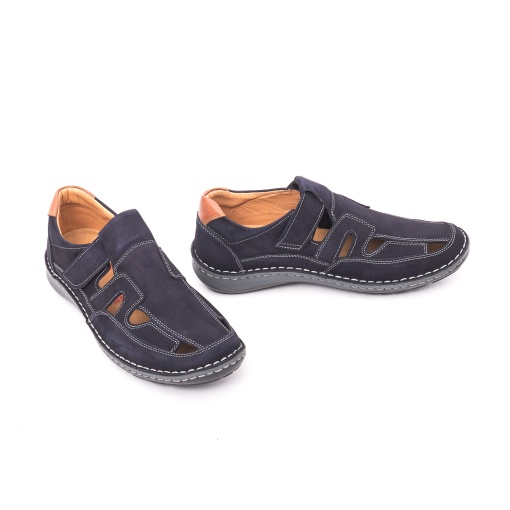 Pantofi bărbătești de vară Otter OT9543 42-2 din piele naturală bleumarin, decupați și comozi - Img 5