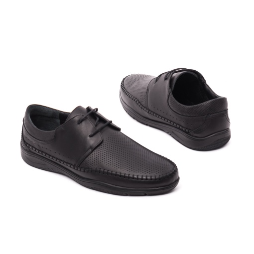 Pantofi bărbați de vară Otter OTA 11 01-N din piele naturală,negru - Img 3