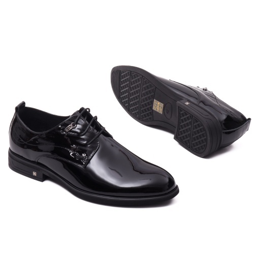 Pantofi barbati din piele naturala lacuita, Otter, E6E640001 01-L, negru - Img 4