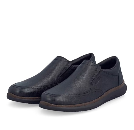 Pantofi Casual Bărbați Rieker 10454-00 Negri - Piele Naturală - Lățime H (Extra Wide) - Img 4