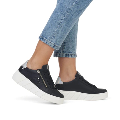 Pantofi casual Rieker Revolution din piele neagra W0505-00 - Img 11