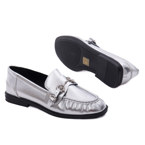 Pantofi dama casual din piele naturala, Epica 4ZFL80009B 18-N, argintiu - Img 4