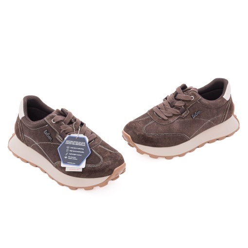 Pantofi dama casual din piele naturala nabuc, OBUWIE, Lee Cooper LCJ-26-01-4649L, maro - Img 2