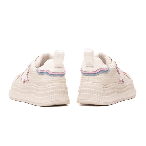 Pantofi dama casual, piele naturala si textil, 6LMQ60011A-F3, alb multicolor - Img 6