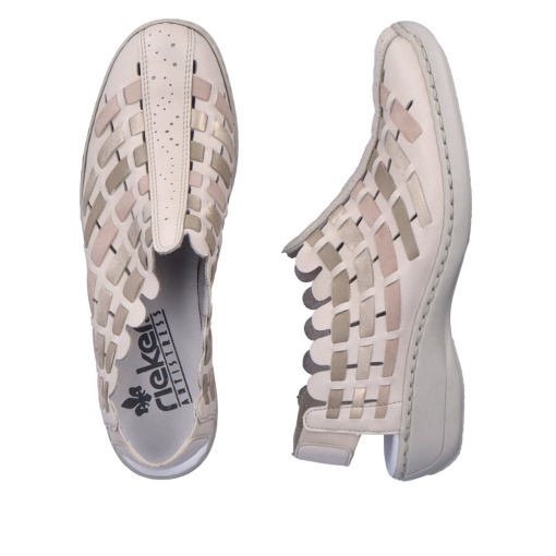 Pantofi dama casual, Rieker 413V8-60 din piele naturala, roz prafuit - Img 5