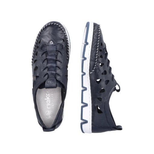 Pantofi dama de vara din piele naturala, Rieker 49956-14, bleumarin - Img 11