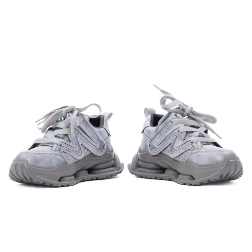 Pantofi dama din piele mix, PASS Collection 3OLY80007A 50-Z, gri deschis - Img 5