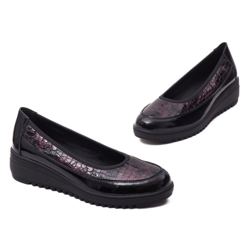 Pantofi dama din piele naturala lacuita, Karisma, V4VA60006B 19-O, bordo - Img 2