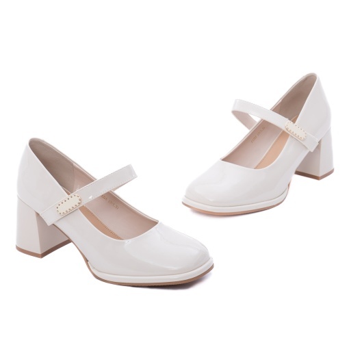 Pantofi dama eleganti din piele naturala lacuita, Feeling 91295, alb - Img 2