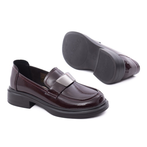 Pantofi dama eleganti din piele naturala lacuita, PASS Collection M5M580012B 23-L, bordo - Img 4