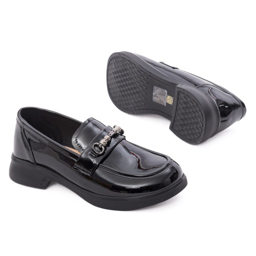 Pantofi dama eleganti din piele naturala lacuita, PASS Collection 1MA90005A 01-L, negru - Img 4