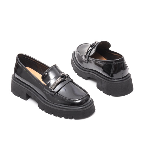Pantofi dama eleganti, piele lacuita, W1W140008A 01-O, negru - Img 6