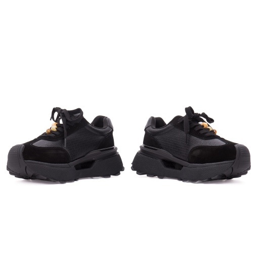 Pantofi dama sport din piele mix, Feeling, 68102, negru - Img 5