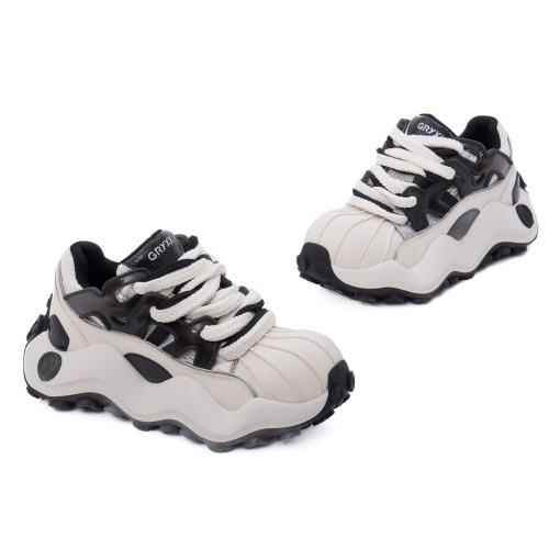 Pantofi dama sport din piele mix, Gryxx Z6ZJ80004A 47-Z, alb negru - Img 2