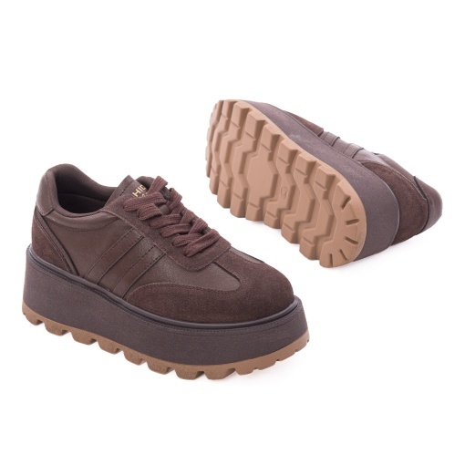 Pantofi dama sport din piele naturala, Feeling, 2510, maro - Img 4