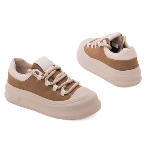 Pantofi dama sport din piele naturala, Feeling, 393105, bej - Img 3