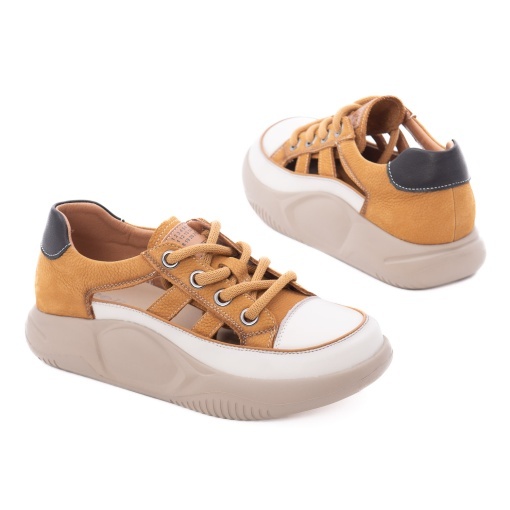 Pantofi dama sport din piele naturala, Feeling, 68883 maro - Img 3