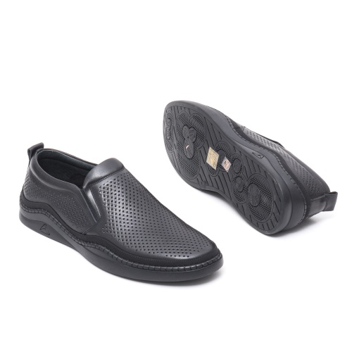 Pantofi de vara barbati, piele naturala, E6E640003A 01-N, negru - Img 5