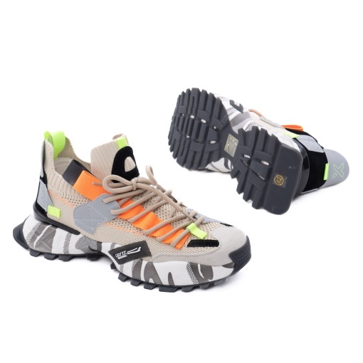 Pantofi sport barbati din piele mix, Gryxx 4S18159J 03-Z, bej - Img 4