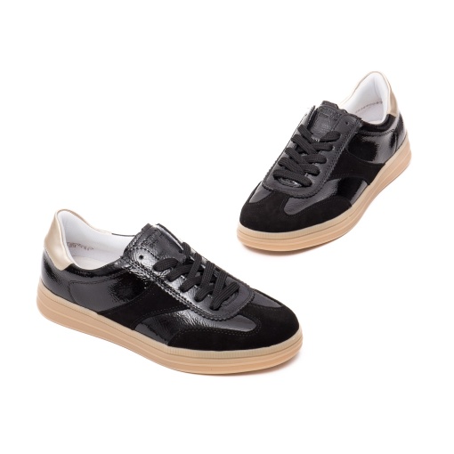 Pantofi Sport Damă Remonte D2C01-03 – Negru, Piele Lăcuită și Întoarsă - Img 2