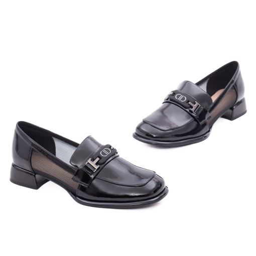 Pantofi vara dama din piele naturala lacuita, Epica V723A149-641D-N377 01-Z, negru - Img 2
