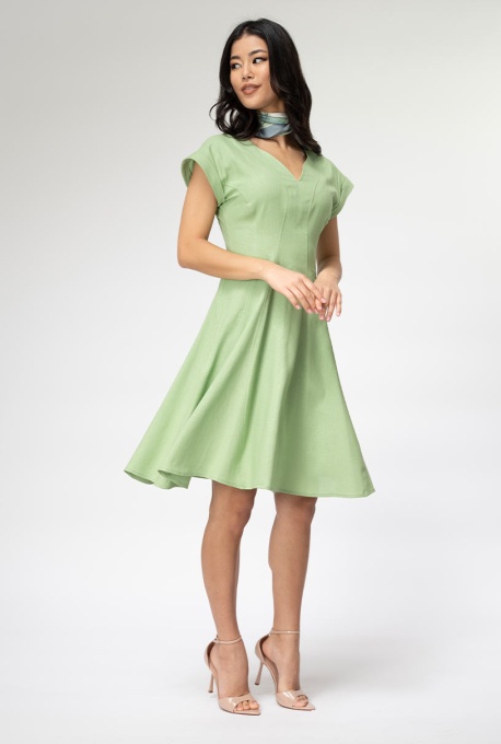 Rochie de in uni cu croi amplu YANIRA, Hermosa, olive - Img 7