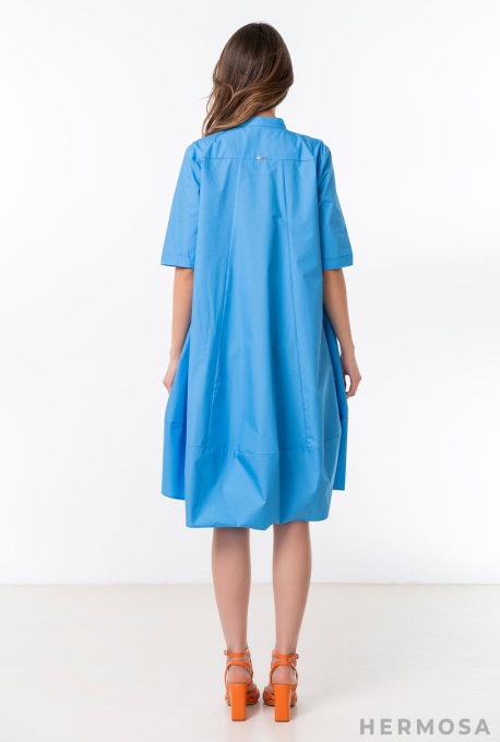 Rochie Hermosa din bumbac Roxena albastra - Img 5