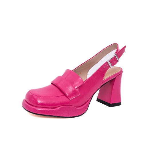 Sabot damă Epica V723A129-60S-C490 81-1 fucsia lucios, cu bareta, toc gros elegant