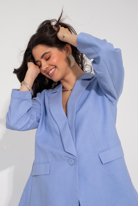 Sacou dama uni din in PARMA, Hermosa, bleu - Img 12