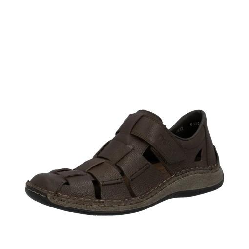Sandale barbati din piele naturala, Rieker 05281-25, maro - Img 2