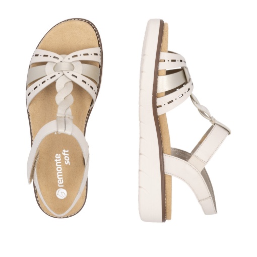 Sandale dama casual, Remonte D2044-60 din piele naturala, crem - Img 5