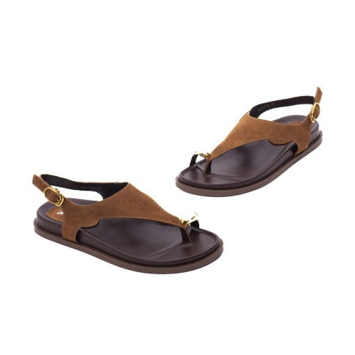 Sandale dama din piele naturala intoarsa, PASS Collection AGQS80001C 02-I, maro - Img 2