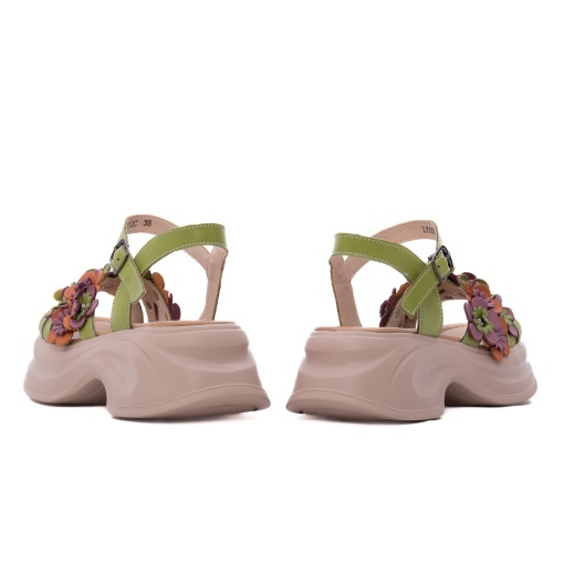 Sandale dama din piele naturala, PASS Collection 3OLY80012C 06-N, verde - Img 6