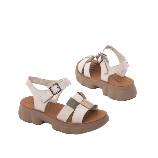 Sandale dama din piele naturala, PASS Collection J9J980009B 52-N, crem - Img 3