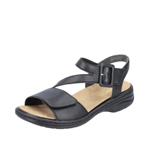 Sandale dama din piele naturala, Rieker 64561-00, negru - Img 2