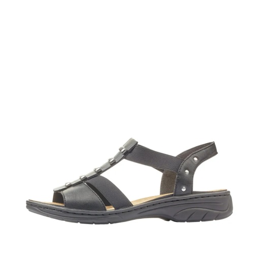 Sandale dama din piele naturala, Rieker 64580-00, negru - Img 4