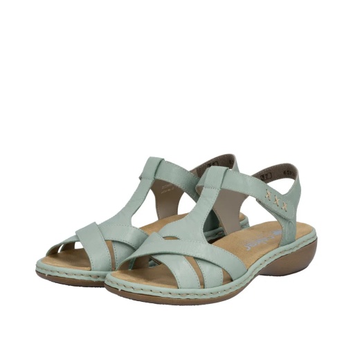 Sandale dama din piele naturala, Rieker 65919-52, verde - Img 4