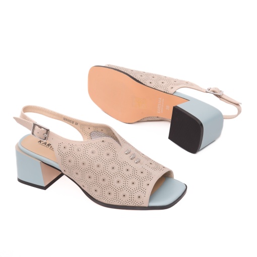 Sandale dama elegante din piele naturala, KARISMA, 7QXS60021B 03-N, bej - Img 4