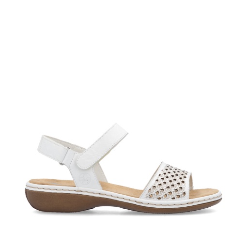 Sandale damă Rieker 65967-80 albe, piele eco, velcro, confort vară - Img 6