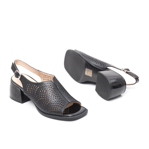 Sandale elegante cu toc mic din piele, H3DL40010A 01-N - Img 5