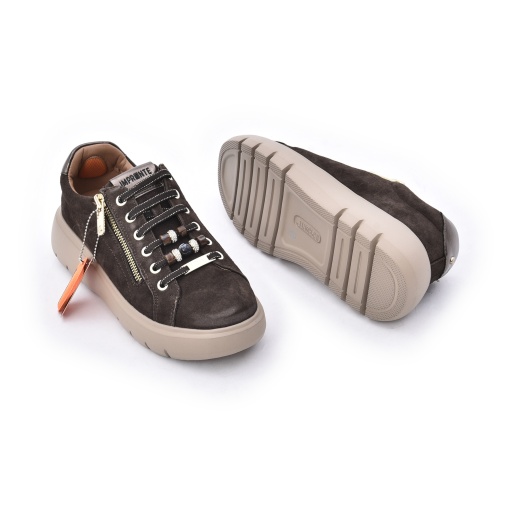 Sneakers damă din piele întoarsă Impronte IL62502A 108, maro închis — talpă și detalii