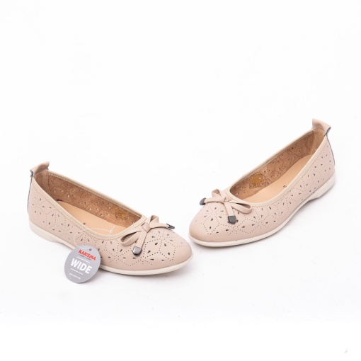 Balerini bej dama wide fit cu perforații și fundiță Karisma 8OWB60016B 03-N - Img 2