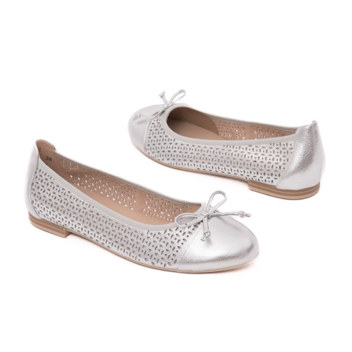 Balerini dama din piele naturala, Caprice, 9-22185-42 920 SILVER METAL, argintiu - Img 3
