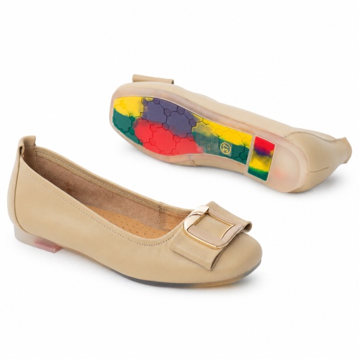 Balerini dama din piele naturala, PASS Collection M4M480009E 03-N, bej - Img 4