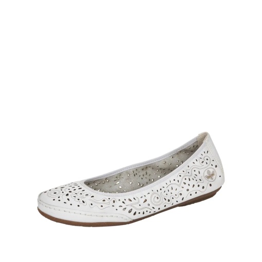 Balerini dama din piele naturala, Rieker 41460-80, alb - Img 2