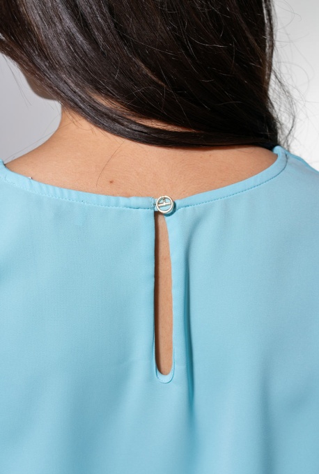 Bluza din sifon cu guler barcuta si decolteu in "V" KENDRA, Hermosa, aqua - Img 5